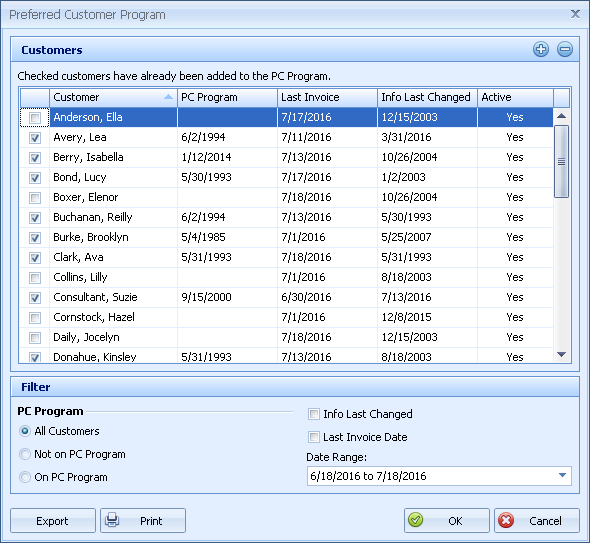 Export Customers for the PC Program or Other Applications Boulevard