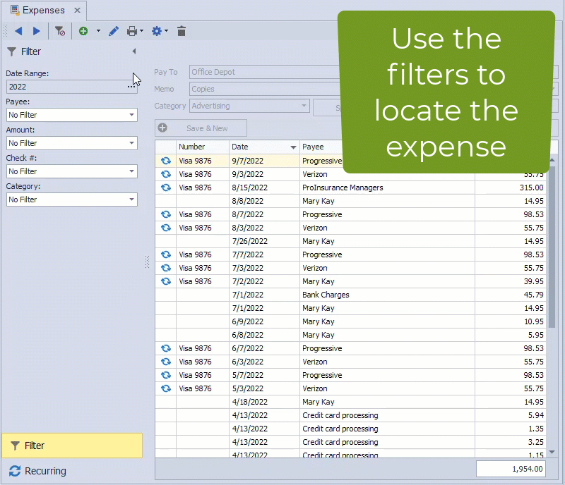 Search & Edit and Expense Chooser