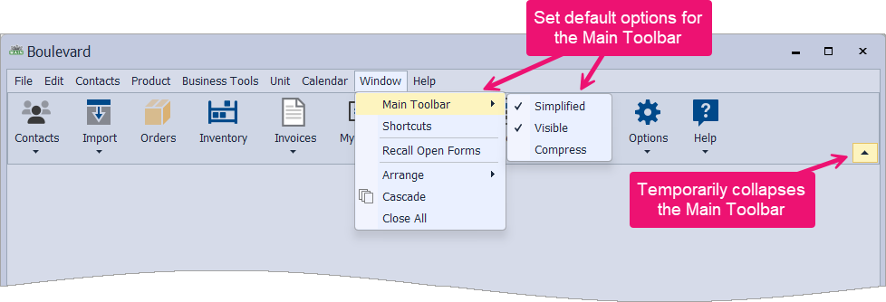 Collapse Main Toolbar