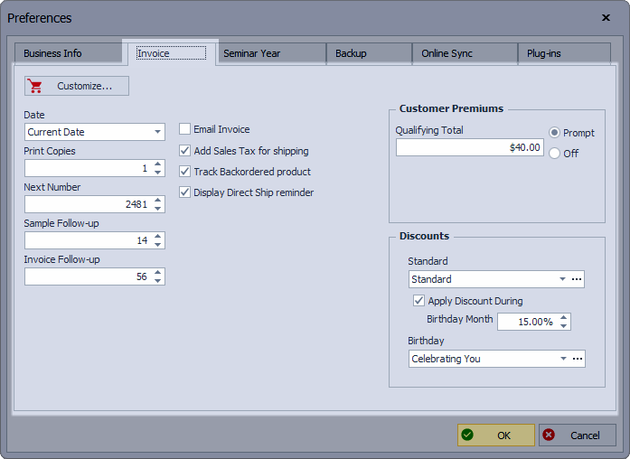 Invoices Tab