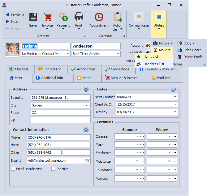 Move a Contact to Another List, Change Inactive Status, or Delete