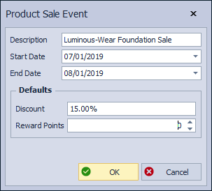 Sales Event Parameters